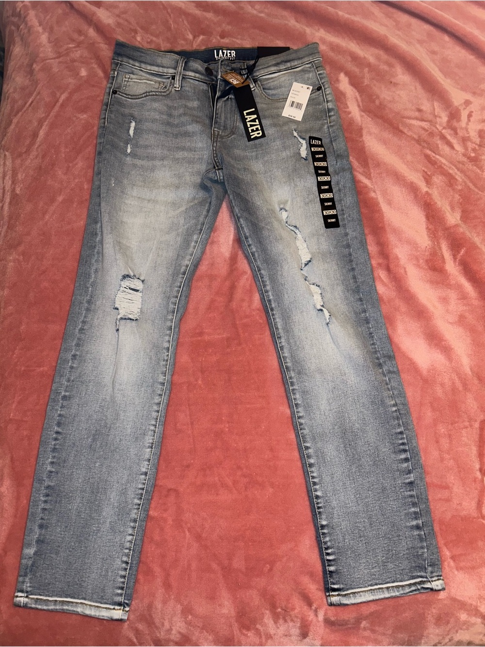 Lazer Women's Light Wash Distressed Skinny Jeans